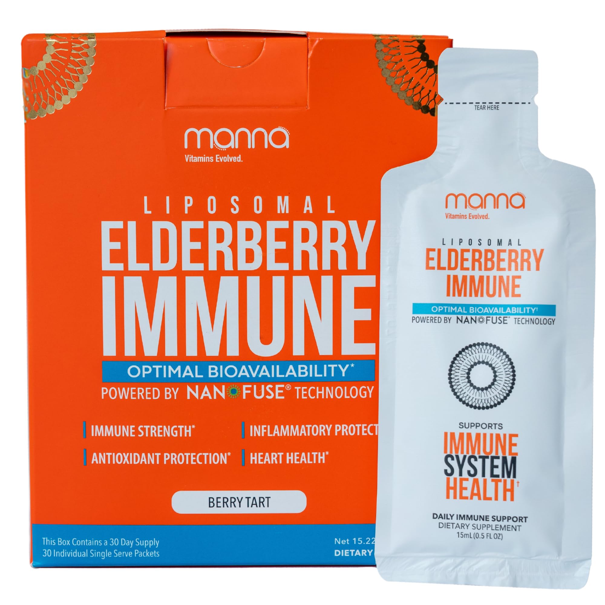 Manna Vitamins Evolved liposomal elderberry packets for daily immune support
