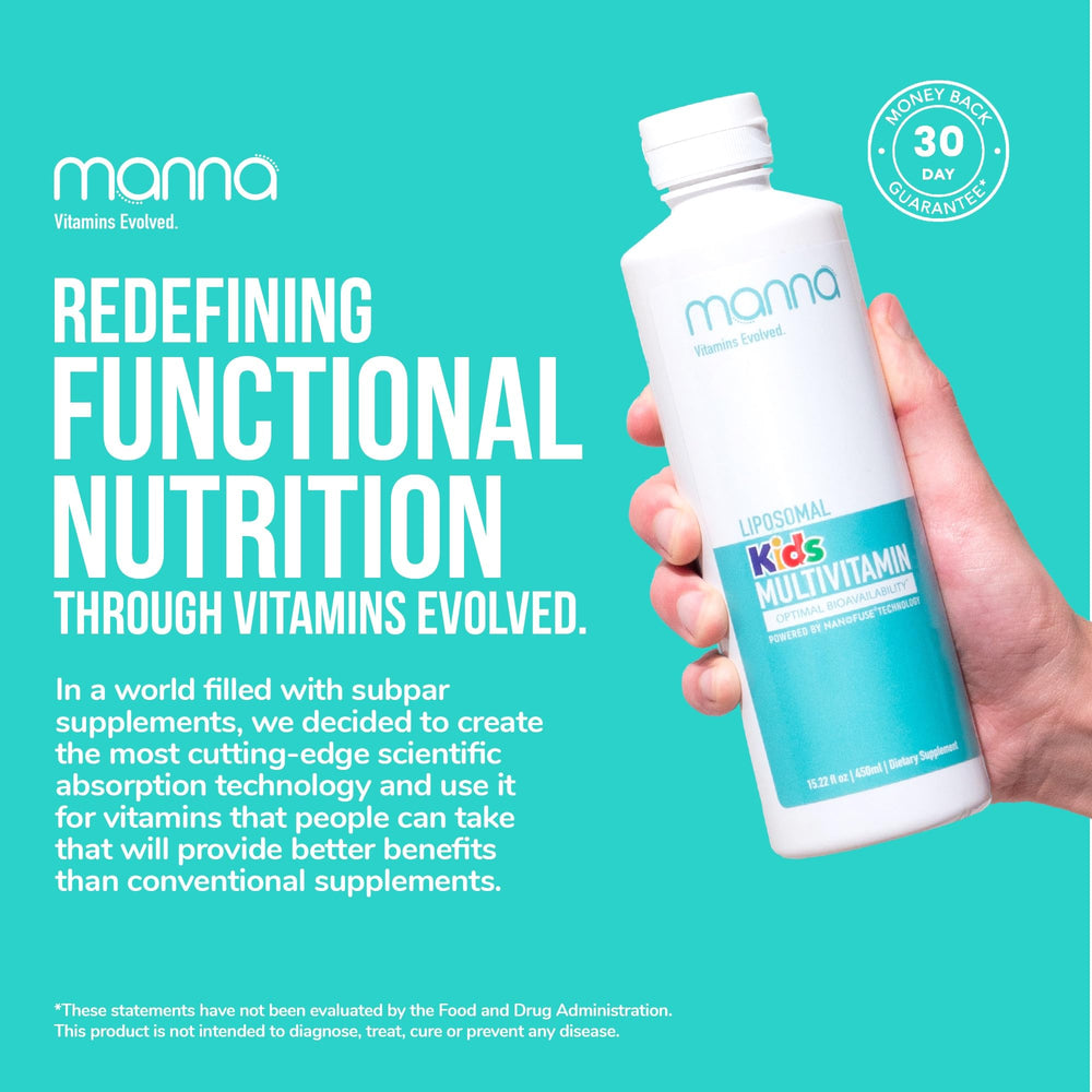 Manna Vitamins Evolved liposomal kids multivitamin flavor appearance suggests kid-friendly taste