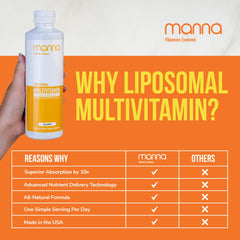 Close-up of ingredients panel on Manna liposomal multivitamin