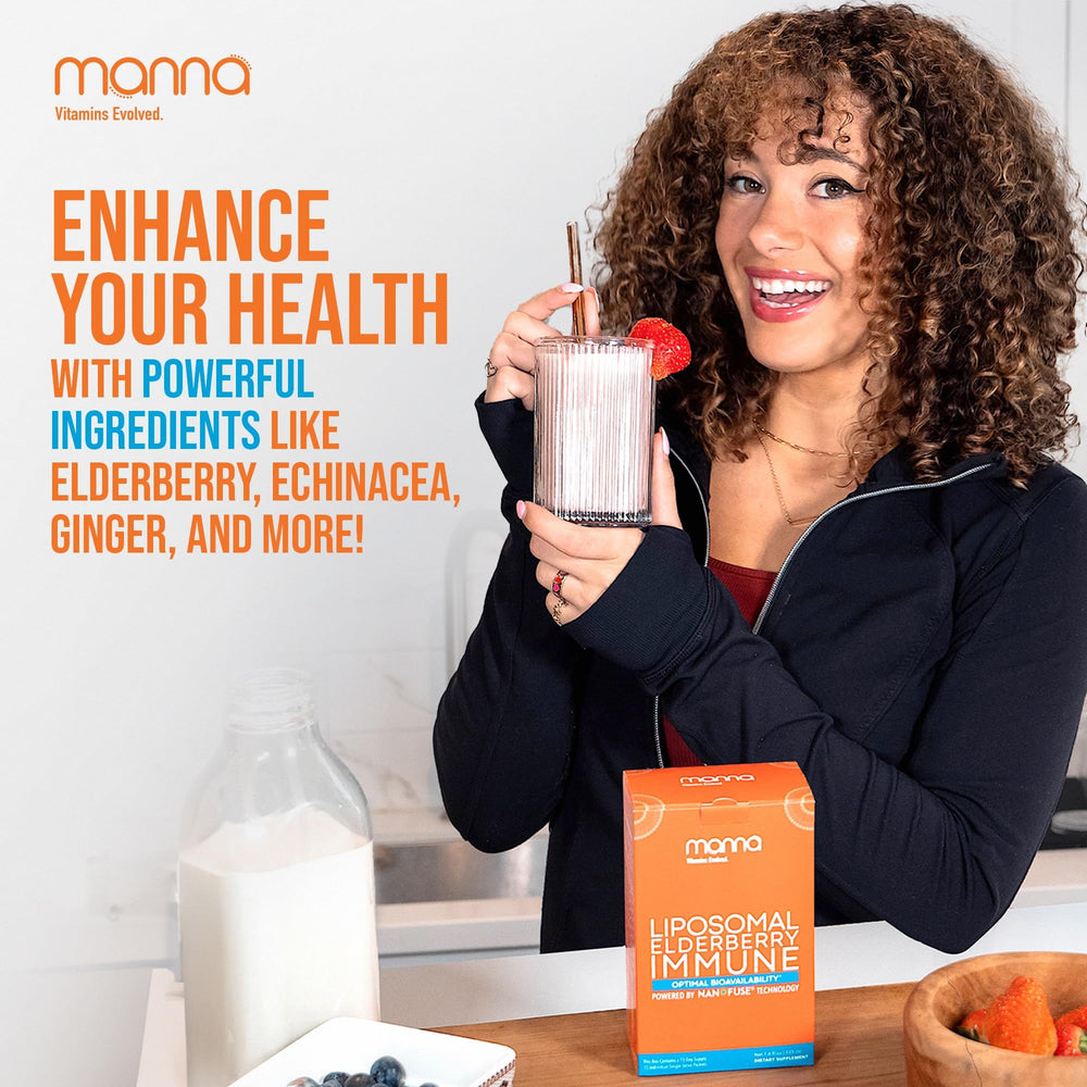 Manna Evolved travel-friendly immune sachets ready for on-the-go use