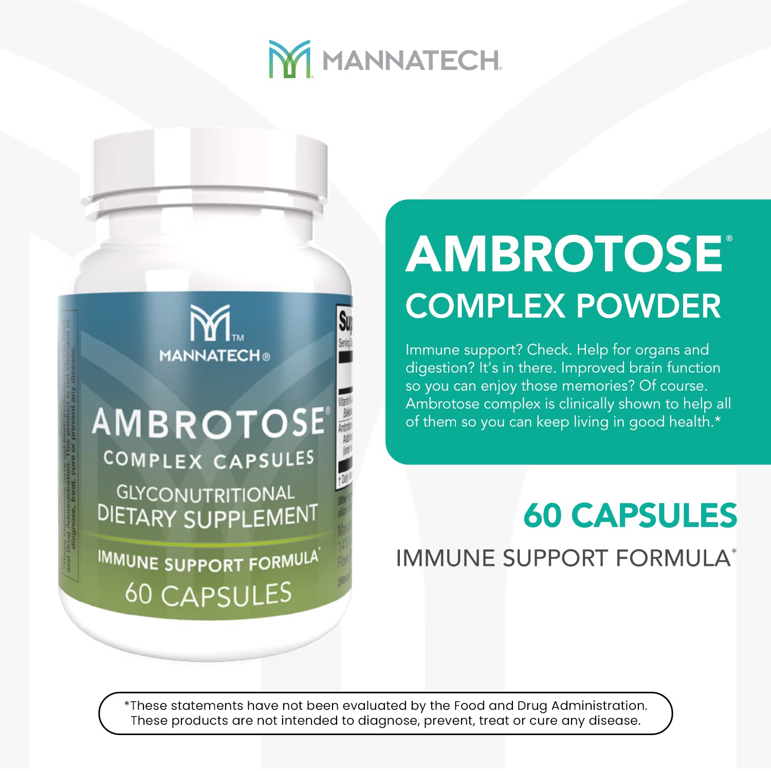 Mannatech Ambrotose Complex capsules poured for convenient daily use