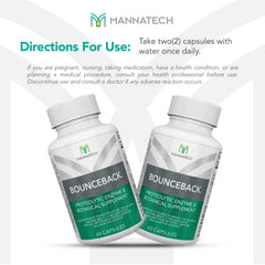 BounceBack by Mannatech daily-use guidance image showing simple capsule routine