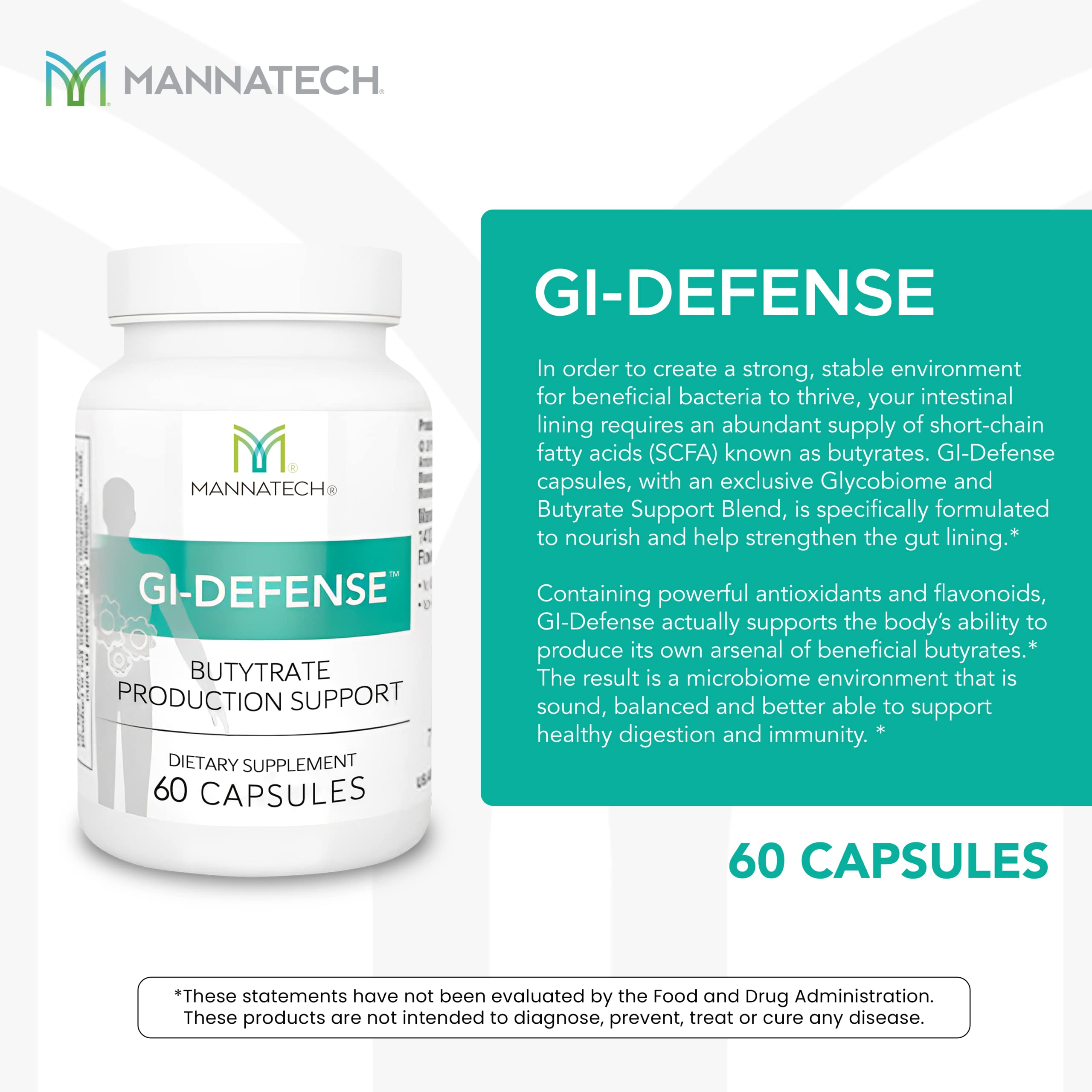 Mannatech Butyrate Supplement capsules for daily digestive comfort and balance.