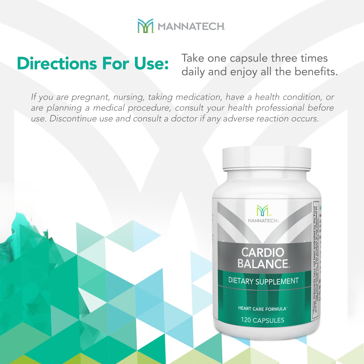 Mannatech CardioBALANCE packaging displaying 90 capsules for ongoing use.