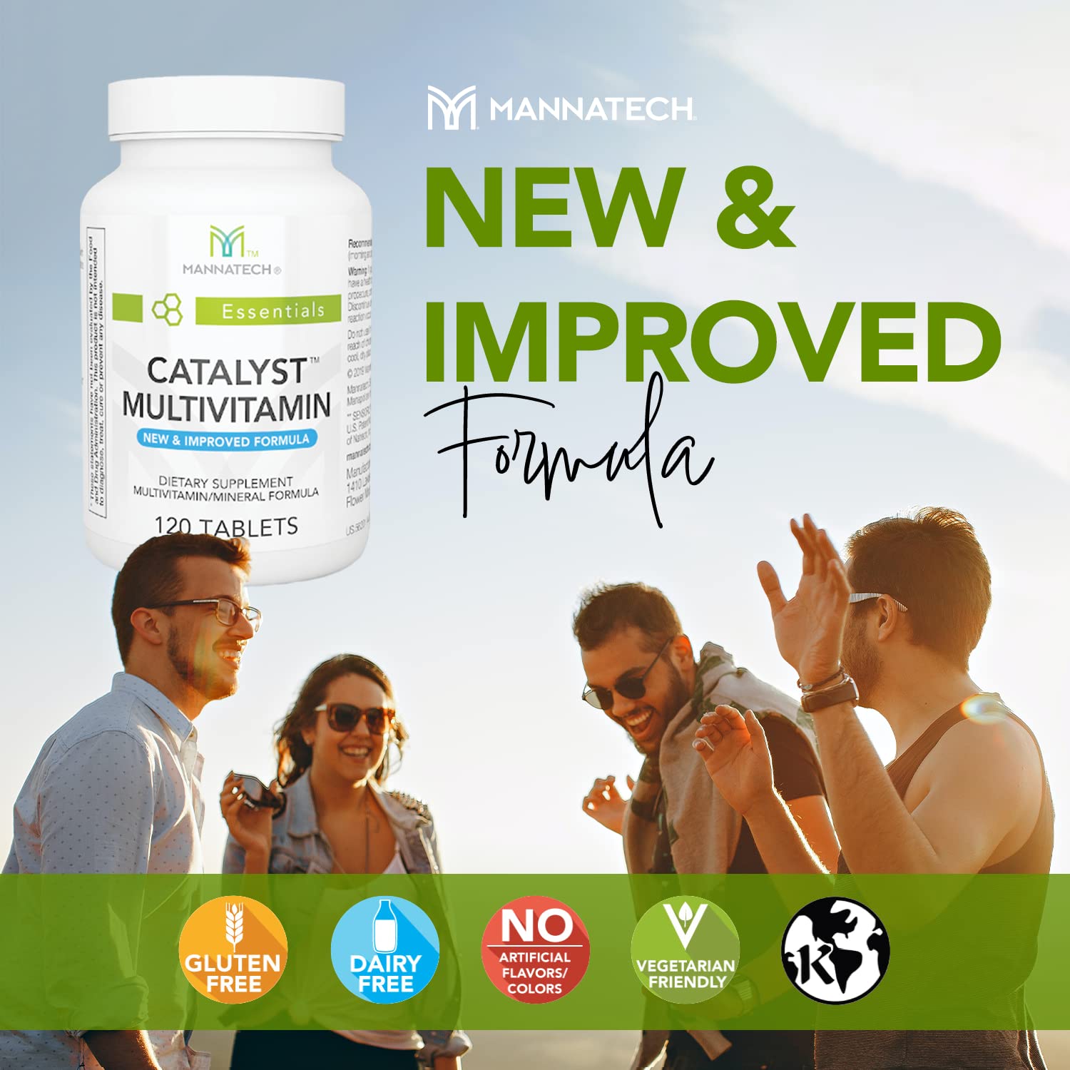 Mannatech Catalyst daily-value-chart highlights 100% DV for key vitamins.