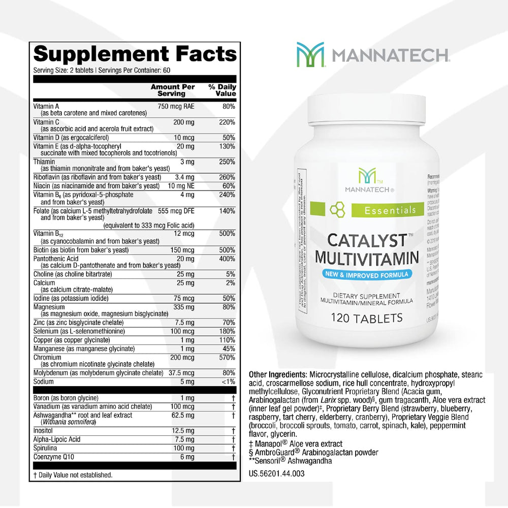 Mannatech Catalyst tablets-closeup captures compact capsules for easy daily dosing.
