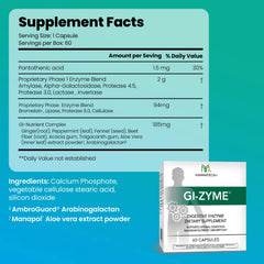 Mannatech GI-Zyme capsules stacked to suggest daily supplementation.