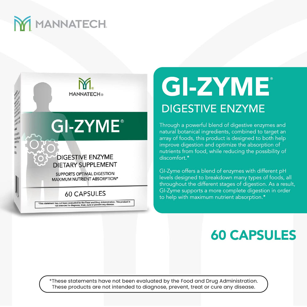 Mannatech GI-Zyme label closeup showing product details and usage.