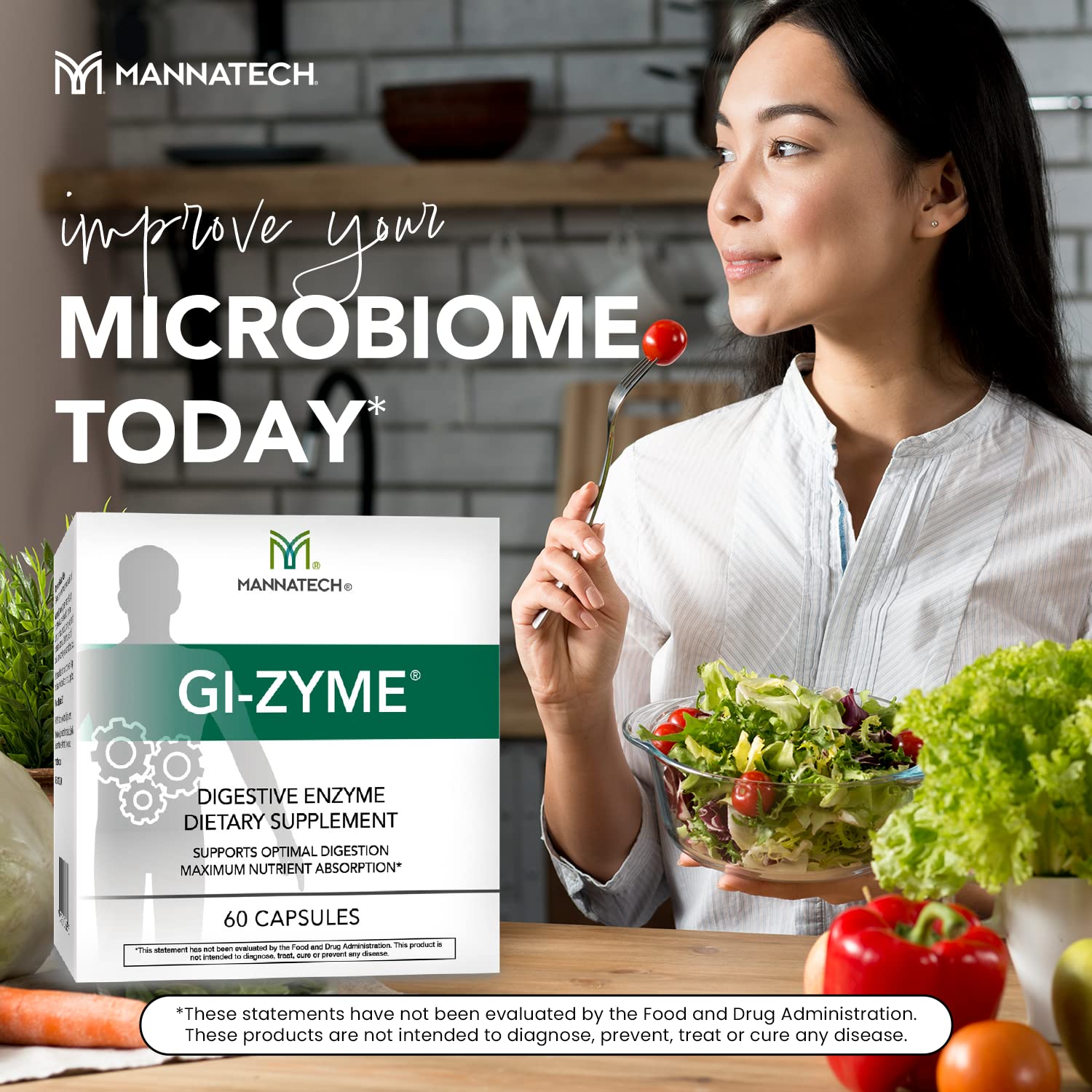 Mannatech GI-Zyme serving with water emphasizes correct intake.