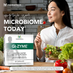 Mannatech GI-Zyme serving with water emphasizes correct intake.