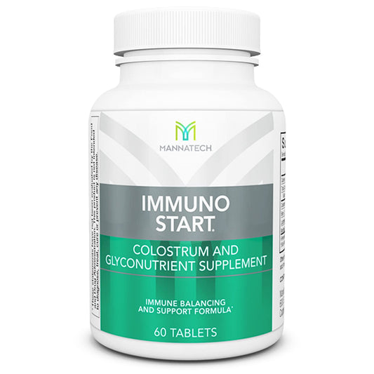 Mannatech ImmunoSTART bottle front for natural immune support.
