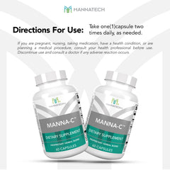 Mannatech Manna-C packaging showcased for reliable multi-plant blend supplementation.