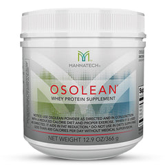Brand Mannatech OsoLean canister front view showcasing a portable protein source.