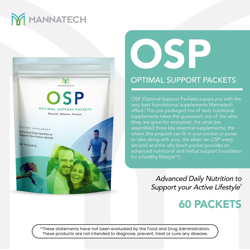 Mannatech OSP optimal support packets collection for daily foundational nutrition.