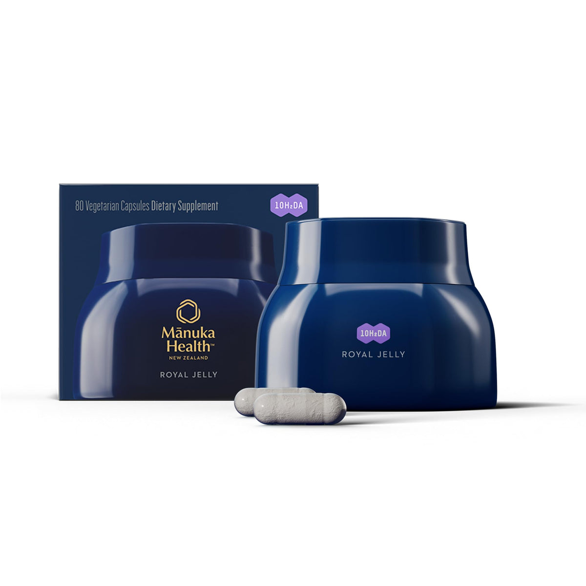 Manuka Health Royal Jelly Capsules bottle—daily beauty support from within.