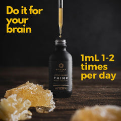 Manuka Mana Lions Mane Think Honey being poured for on-the-go cognitive support.