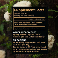 Manuka Mana Lions Mane Think Honey bottle shows 60 servings.
