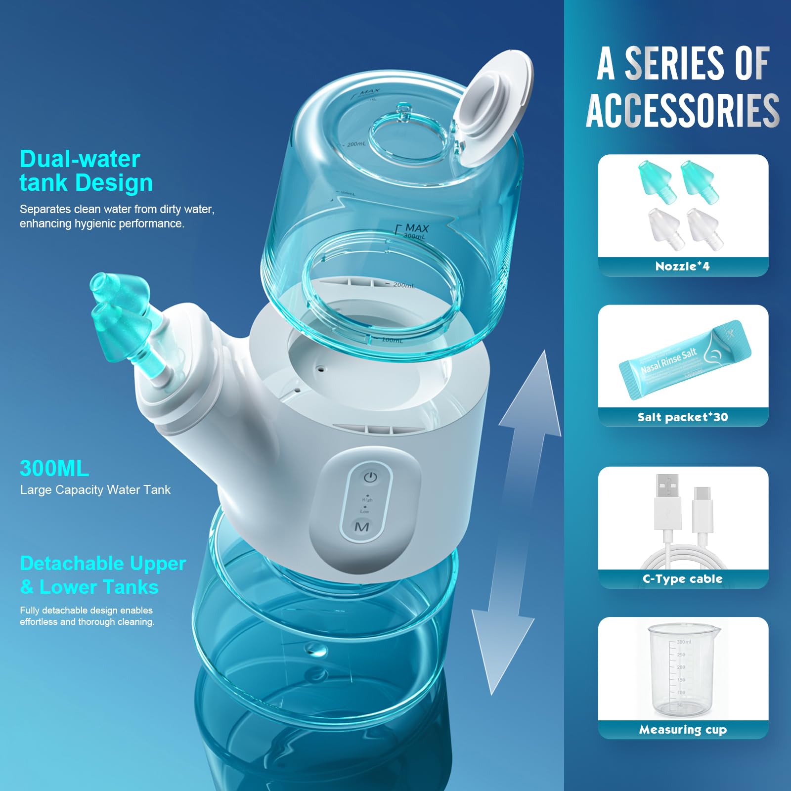 MAOEVER nasal washer with adjustable flow for personalized comfort