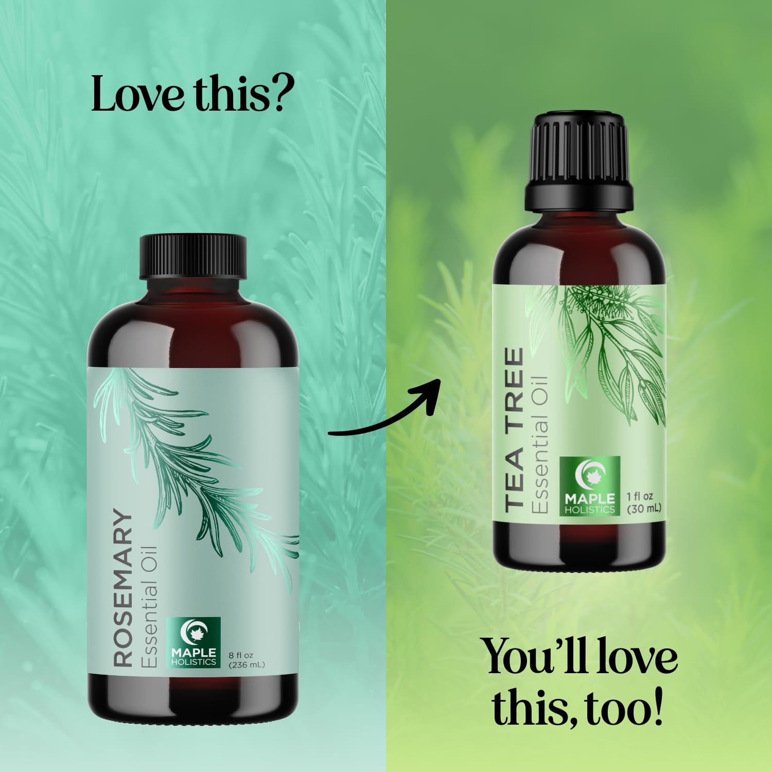 Maple Holistics rosemary oil dropper bottle highlights convenient, measured usage.