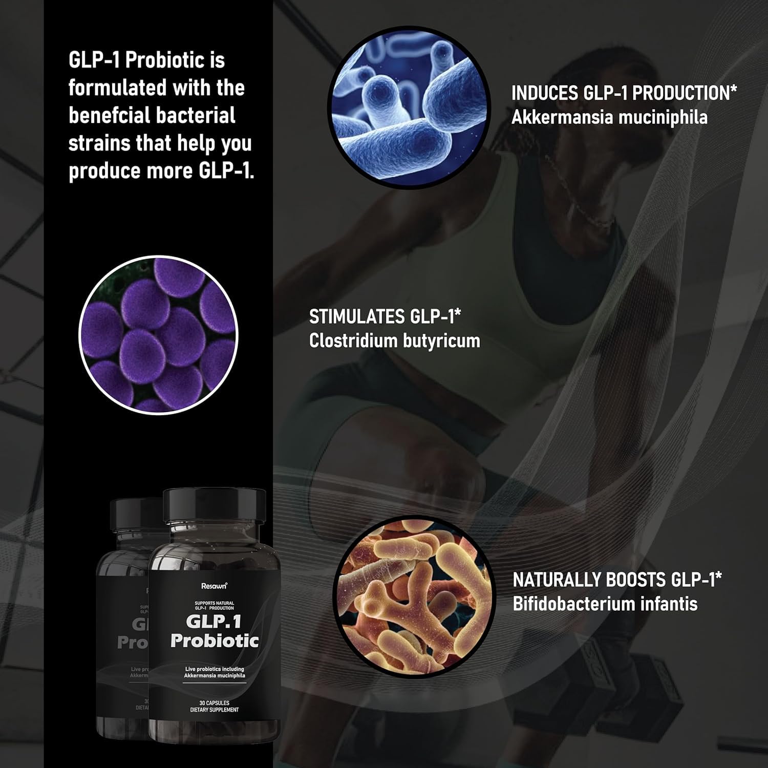 MAPUG GLP-1 Probiotic capsules closeup highlighting delayed-release design.