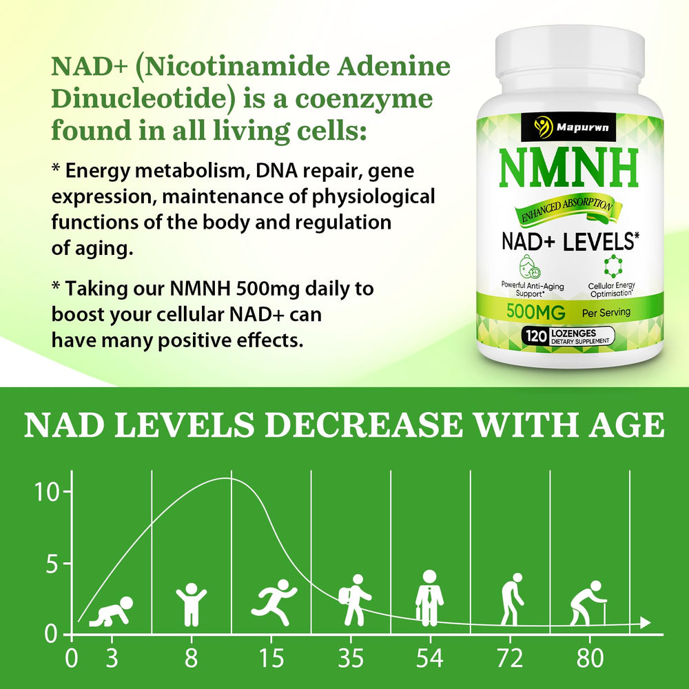 Flatlay of Mapurwn NMNH packaging emphasizing daily NAD+ support