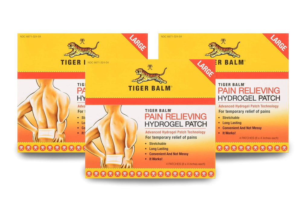 Marble Medical Tiger Balm Patch Large applied on skin for broad coverage and cooling-then-warming sensation