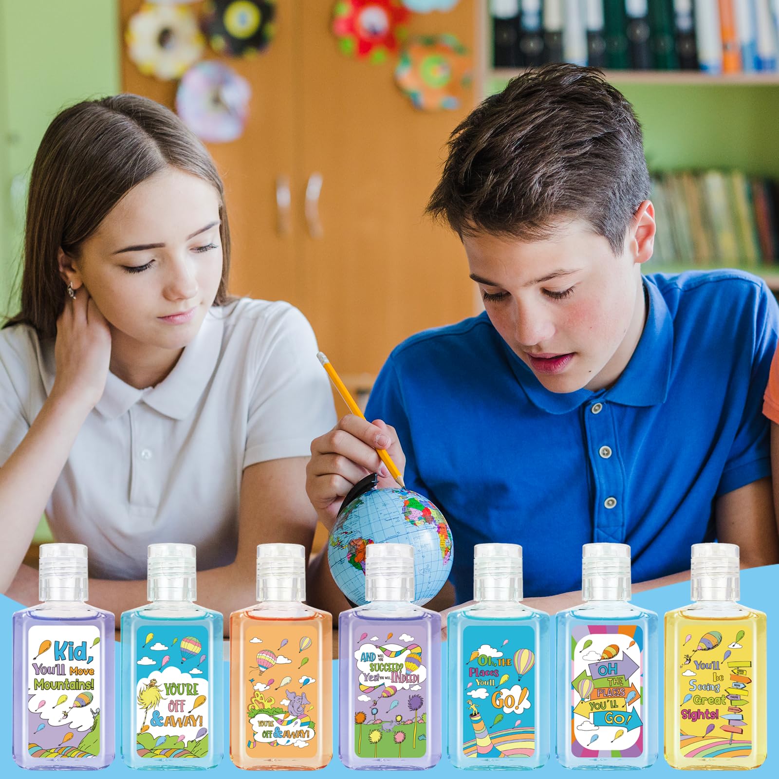 Marhpveua Oh The Places You'll Go mini sanitizer set for classroom keepsakes