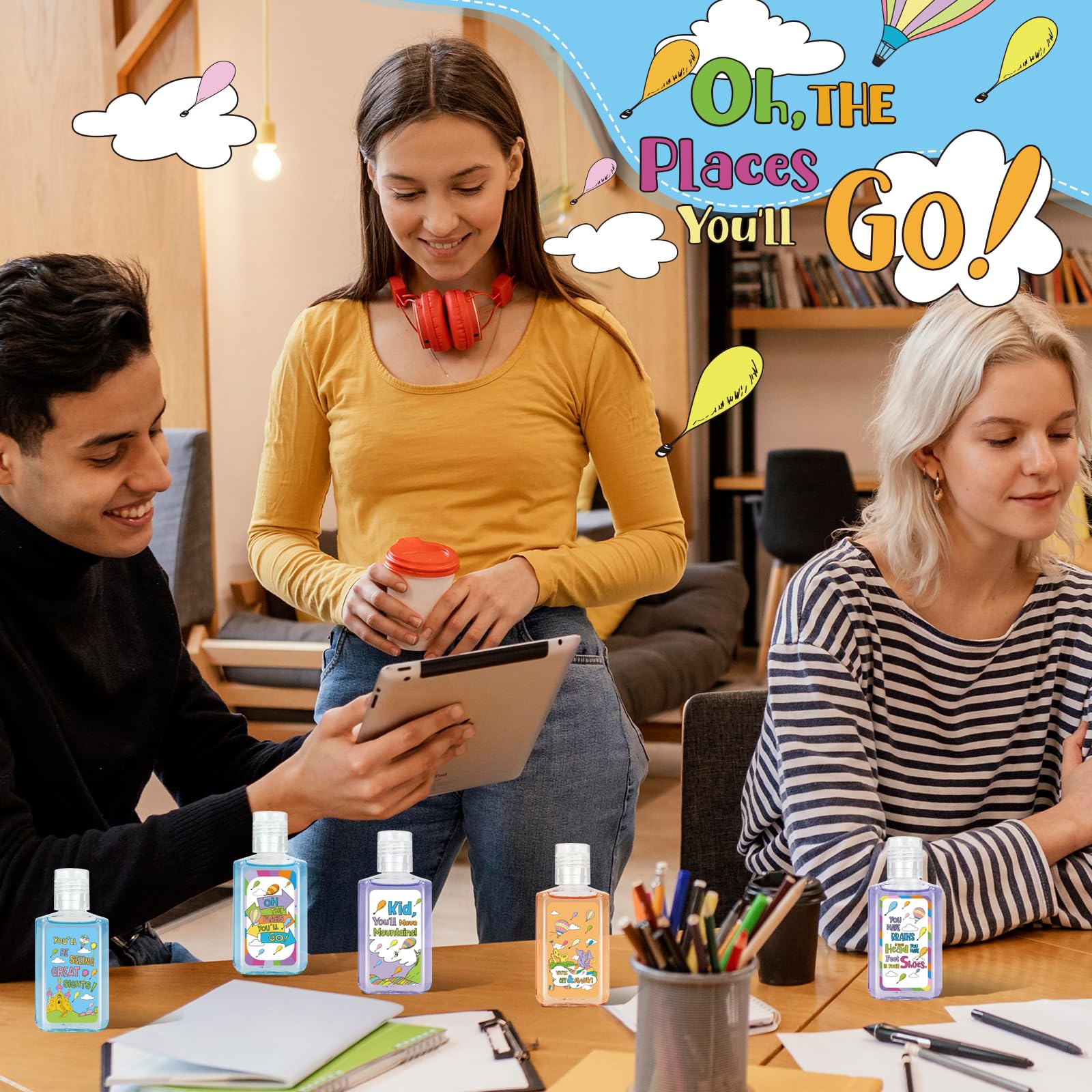 Marhpveua Oh The Places You'll Go travel size sanitizer for graduation gifts