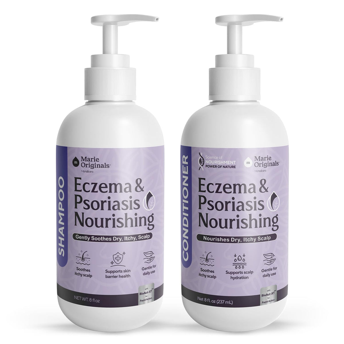 Marie Originals Eczema Nourish Shampoo bottle—gentle cleansing for sensitive scalps.