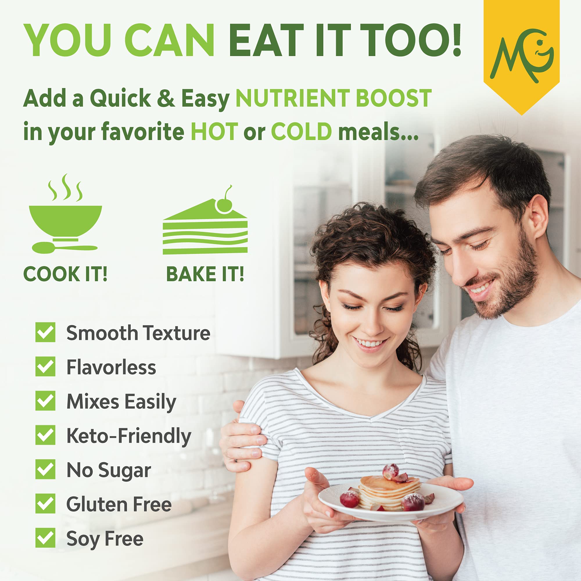Hot cocoa preparation featuring MariGold collagen with non-GMO and dairy-free ingredients