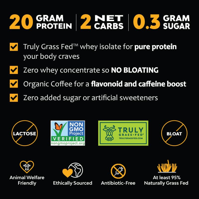 MariGold High Protein Coffee grass-fed whey ingredient emphasizes quality protein