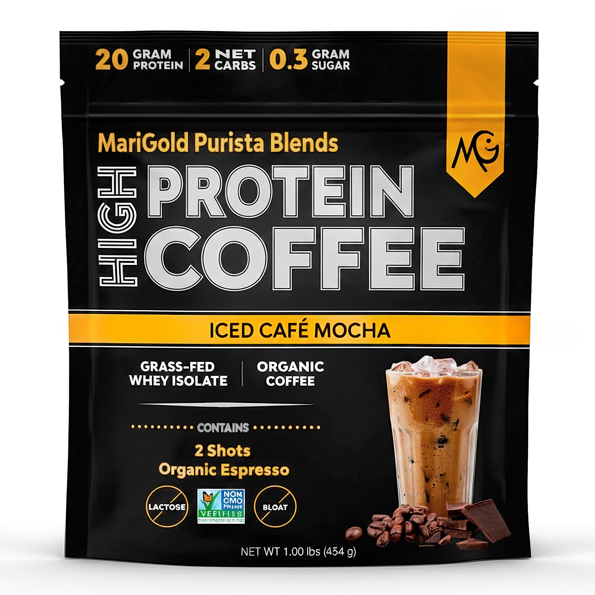 MariGold High Protein Coffee bottle pour shows ready-to-drink potential for workouts