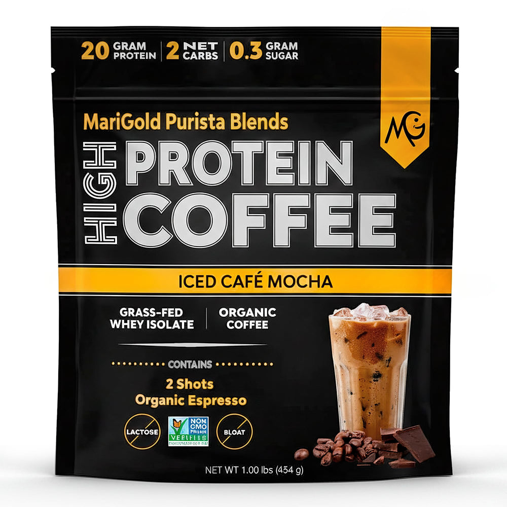 MariGold High Protein Coffee bottle pour shows ready-to-drink potential for workouts