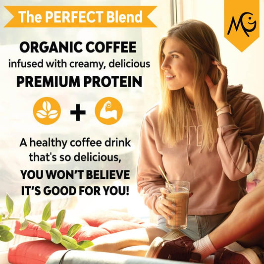 MariGold High Protein Coffee packaging closeup highlights clean ingredients
