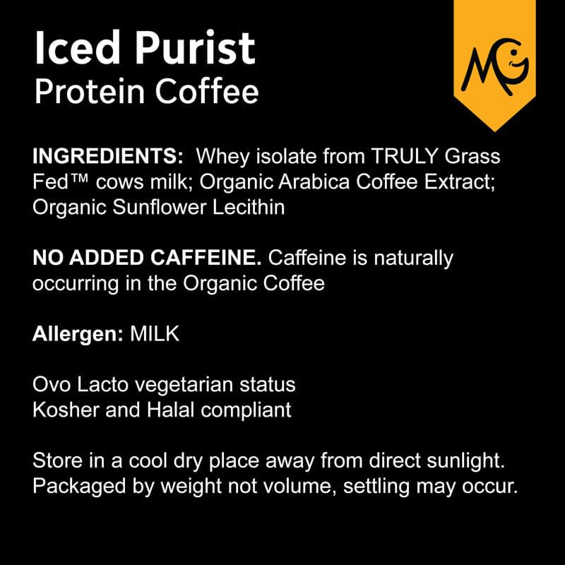 MariGold iced purist glass — refreshing coffee with clean protein for busy days.