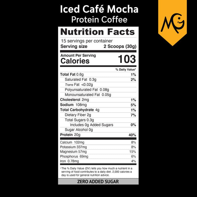 MariGold High Protein Coffee ready-to-drink glass invites refreshing iced mocha