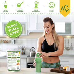 MariGold peanut butter whey shake glass highlights creamy texture ideal for smoothies