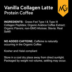 MariGold vanilla collagen coffee cup emphasizes gluten-free and keto-friendly profile