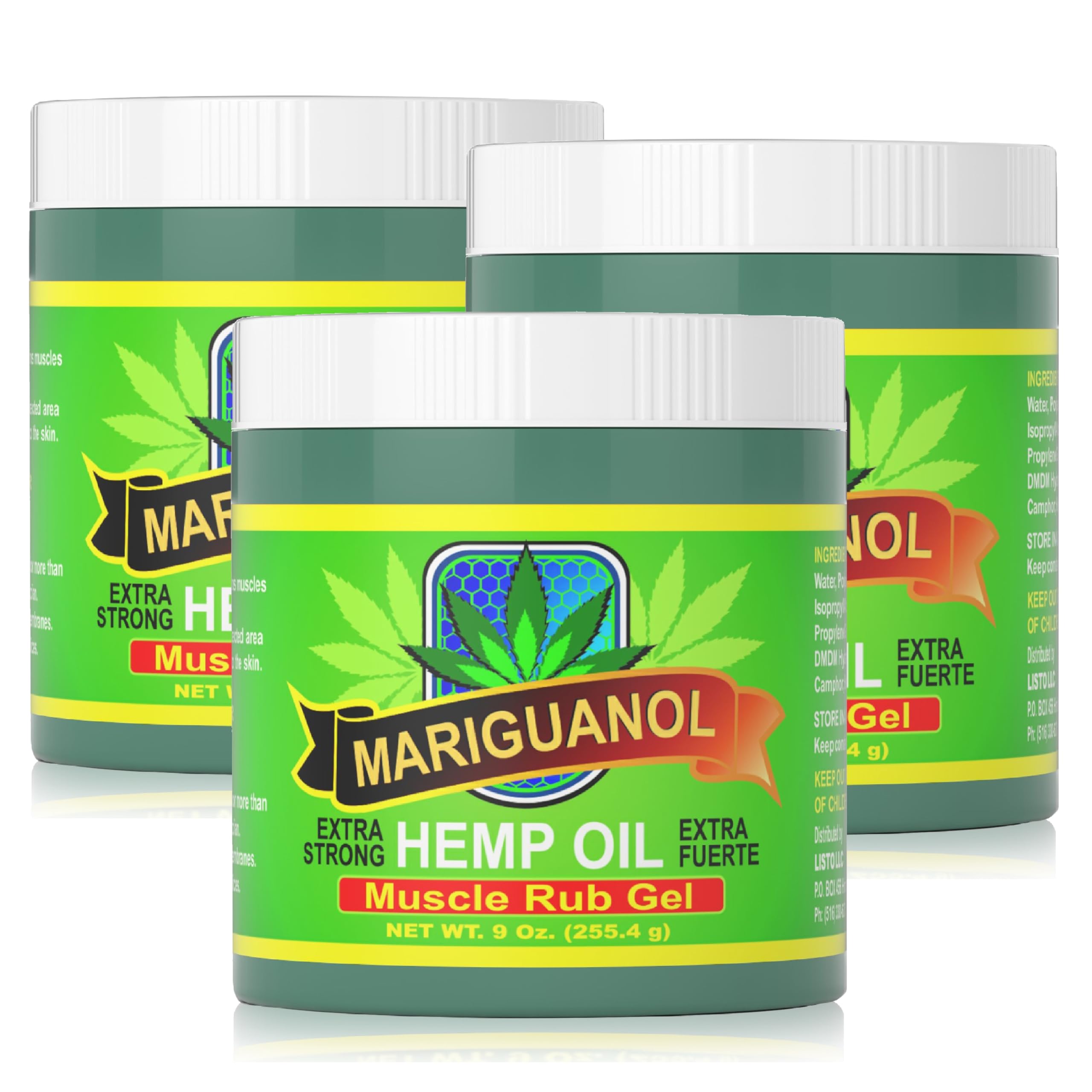 Mariguanol extra-strong muscle rub gel demonstrates cooling post-workout relief.