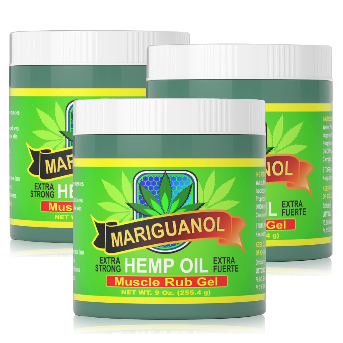 Mariguanol extra-strong muscle rub gel demonstrates cooling post-workout relief.