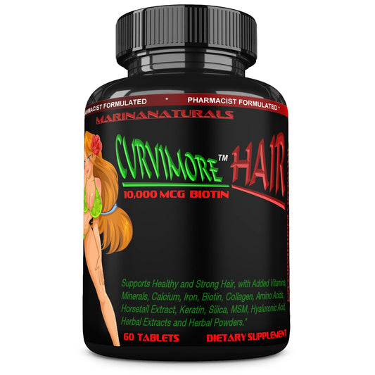 MARINANATURALS CURVIMORE bottle ready for daily hair nutrition