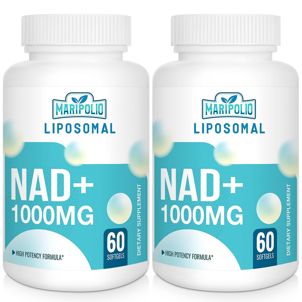 Maripolio Liposomal NAD+ bottle on shelf highlights high-bioavailability delivery