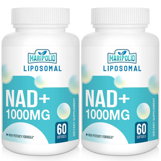 Maripolio Liposomal NAD+ bottle on shelf highlights high-bioavailability delivery