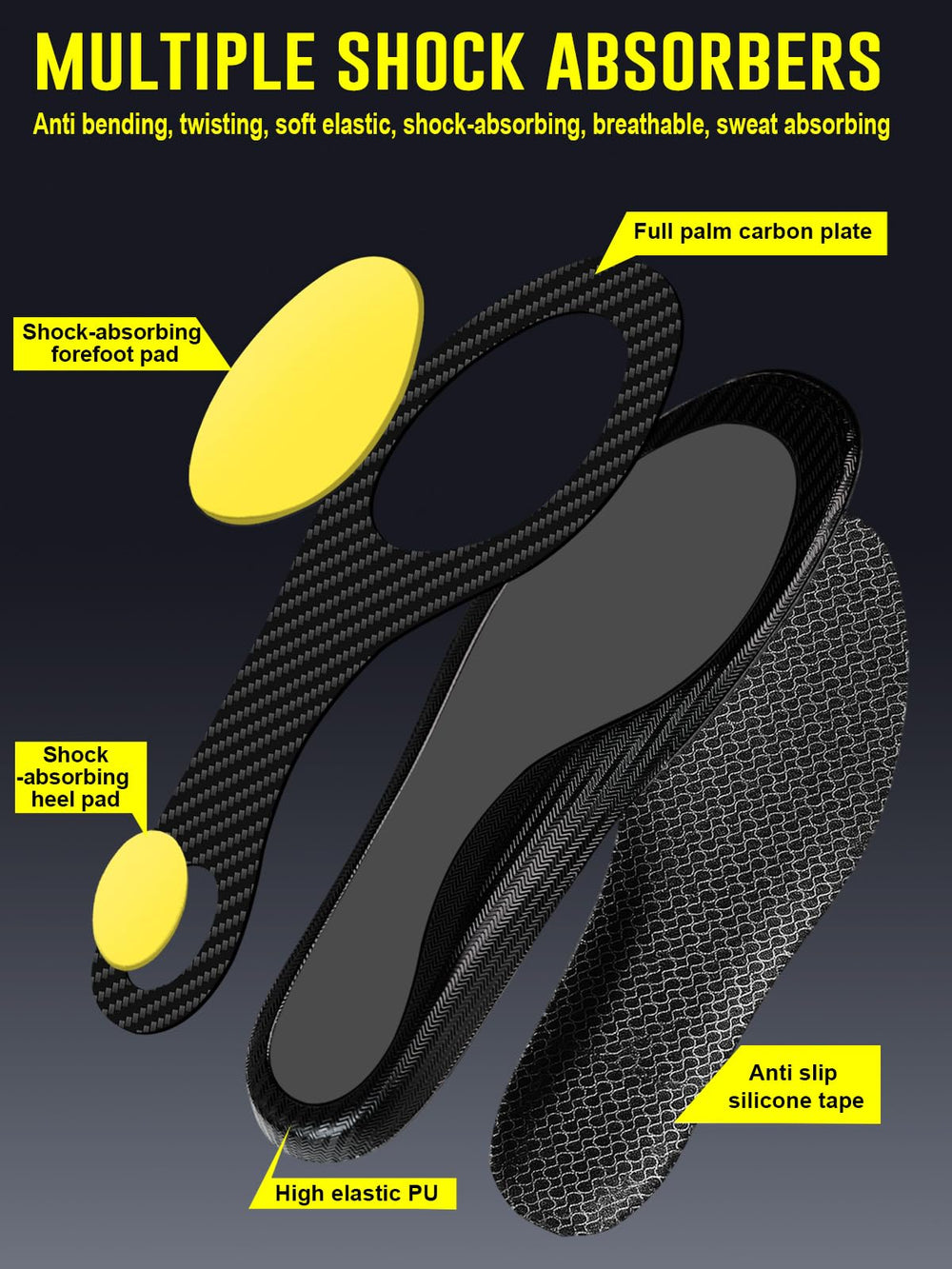 MARRDO carbon fiber insole with heel cup provides stability and stride control
