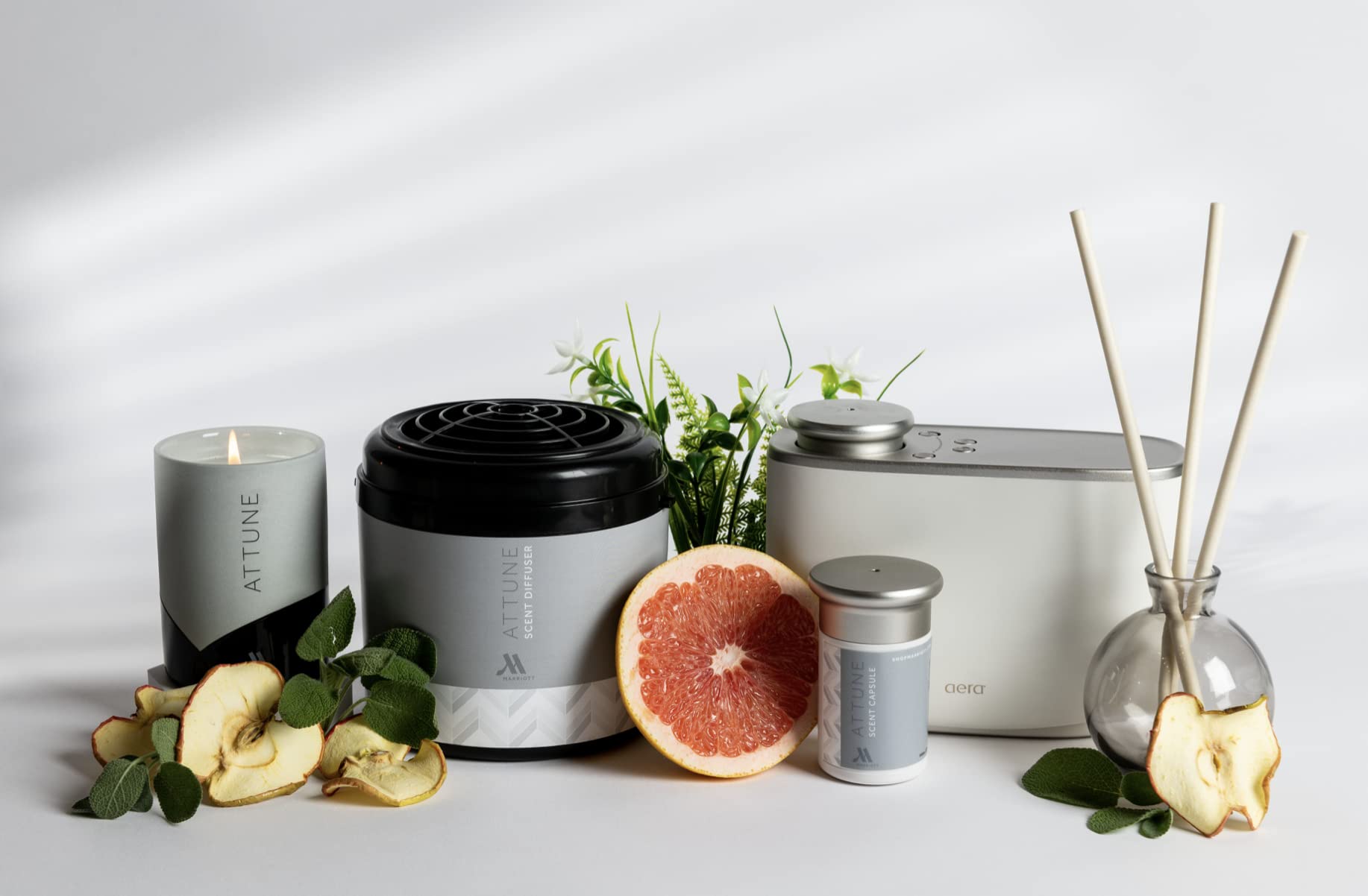 Marriott Attune room diffuser refill use demonstrates quick scent switch.
