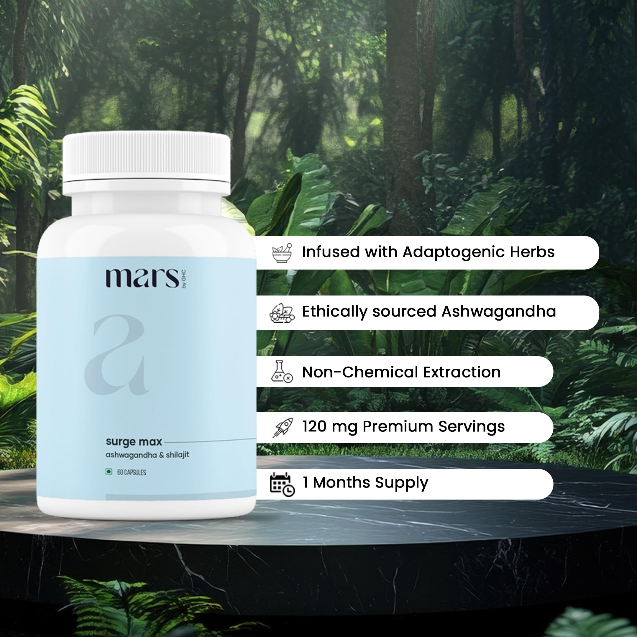 Mars by GHC bottle side emphasizes GMP quality and safe daily use