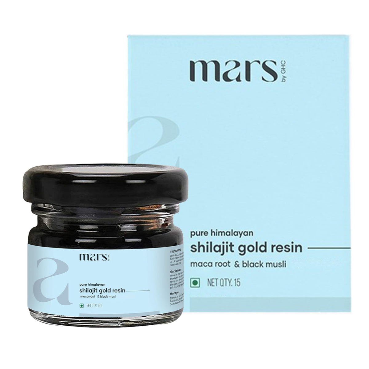 Mars by GHC Shilajit Gold resin jar closeup for daily vitality.