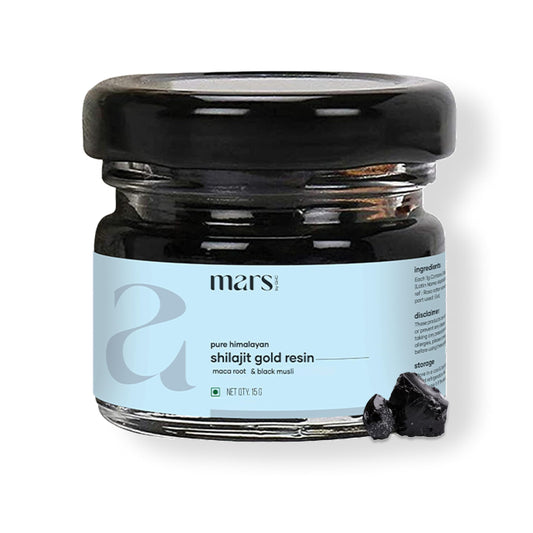 Mars by GHC Shilajit Gold resin spoon serving for daily energy support.