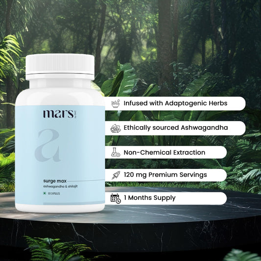 Mars by GHC Surgemax capsules closeup highlighting vegetarian formulation