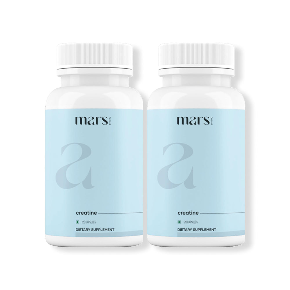 Mars by GHC micronized creatine monohydrate capsules bottle supports workout endurance.